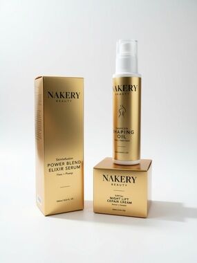 Power Blend Elixir Serum & Shaping Oil – Gold and Night Lift repair cream.